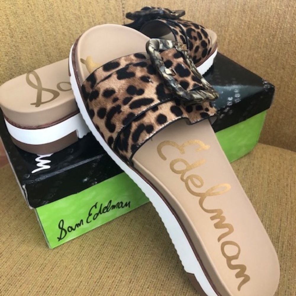 Sam Edelman Calf-Hair wedge Sandal Buckle Shoes